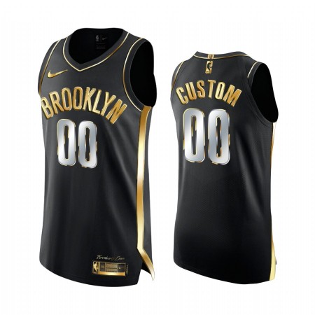 Herren NBA Brooklyn Nets Trikot Benutzerdefinierte 2020-21 Schwarz Golden Edition Swingman